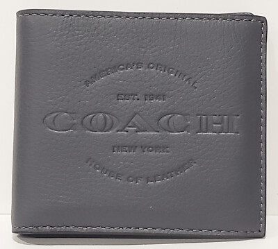 New tag Mens Graph Grey Coach 1941 NY Double Bill Natural Leather Wallet F24647