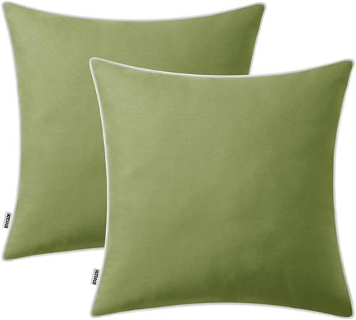 Pack of 2 Outdoor Waterproof Pillow Covers 18x18 Inch Sage Green - Picture 6 of 6