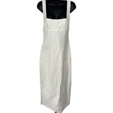 Zara Dress Sz M Ecru Linen Blend Midi Old Money Nouveau Riche Bridal Beach
