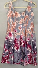 Nine West Dress Cotton Floral Sleeveless Pockets Fit Flare Ombre Womens Size 4