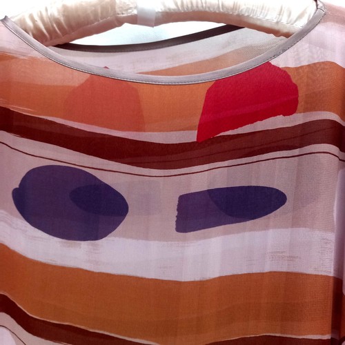 abito donna vestito alta moda couture caftano chiffon anni '70 fiori righe curvy - Foto 5 di 24