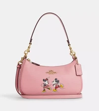 ☂️🍄Coach Disney X Coach Teri ShoulderBag With Ice Skate Motif Brass/Light Blush