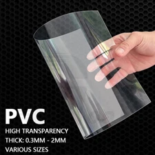 PVC Sheet Clear Gloss Plastic Thin Plate Board Panel Thick 0.3mm-3mm Cut To Size