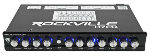 Ecualizador de audio para automóvil Rockville R7EQ 1/2 Din 7 bandas ecualizador con salida frontal, trasera + sub - Imagen 1 de 9