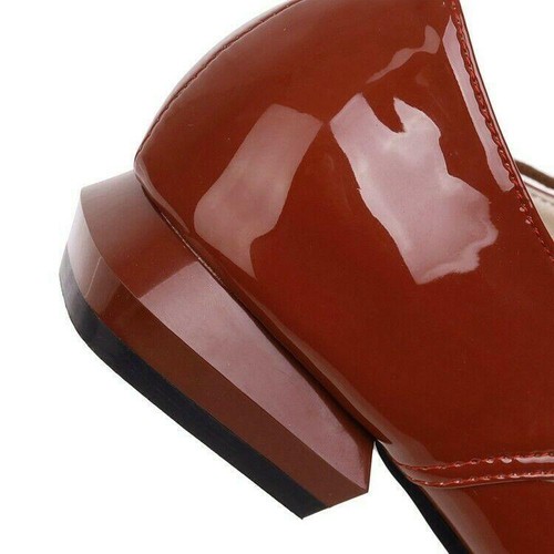 Zapatos de salón Oxford para mujer planos de tacón bajo punta con cordones talla grande de EE. UU. - Imagen 9 de 26
