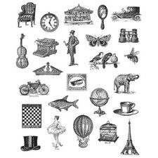 Stampers Anonymous Tim Holtz Tiny Things 25 pc.Stamp Set CMS164 Vintage Items
