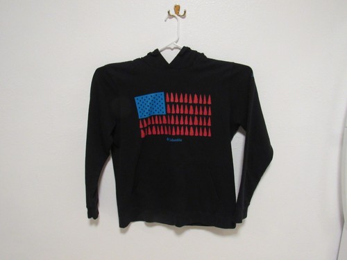 Columbia Hoodie Men's size Large Black American Flag Pullover Sweatshirt