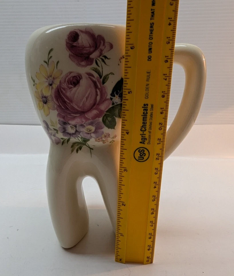 Taza de café publicidad dental en forma de diente taza de cerámica maceta floral rosa 6,5" Foto 4 de 4