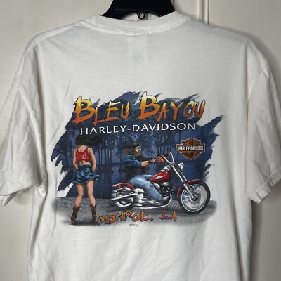 VINTAGE Harley Davidson Shirt Mens Large White Beffy T New Orleans