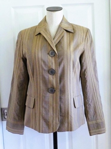 Chaqueta Blazer J JILL Gris Dorado Taupe Multi Texturado Rayas Talla 10 S M Nueva con Etiquetas $168 - Imagen 14 de 14