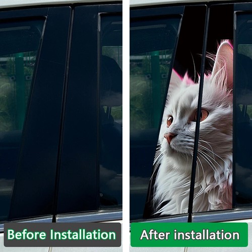 2x Cool Lovely Cat Car Center Pillar Sticker B Pillar Protective Film Decoration - Bild 2 von 27