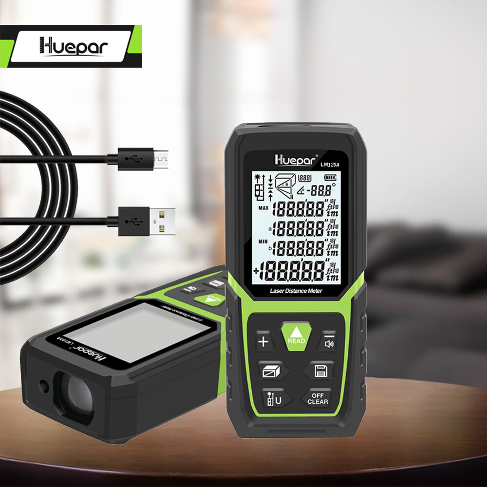 Huepar Laser Distance Meter Rangefinder Area volume Measurement chargeable Huepar Laser Distance Meter Rangefinder Area volume Measurement chargeable