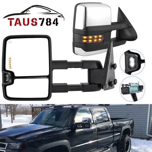 Power Heated Tow Mirrors for 2003- 2006 Silverado Sierra 1500 2500/3500HD Chrome