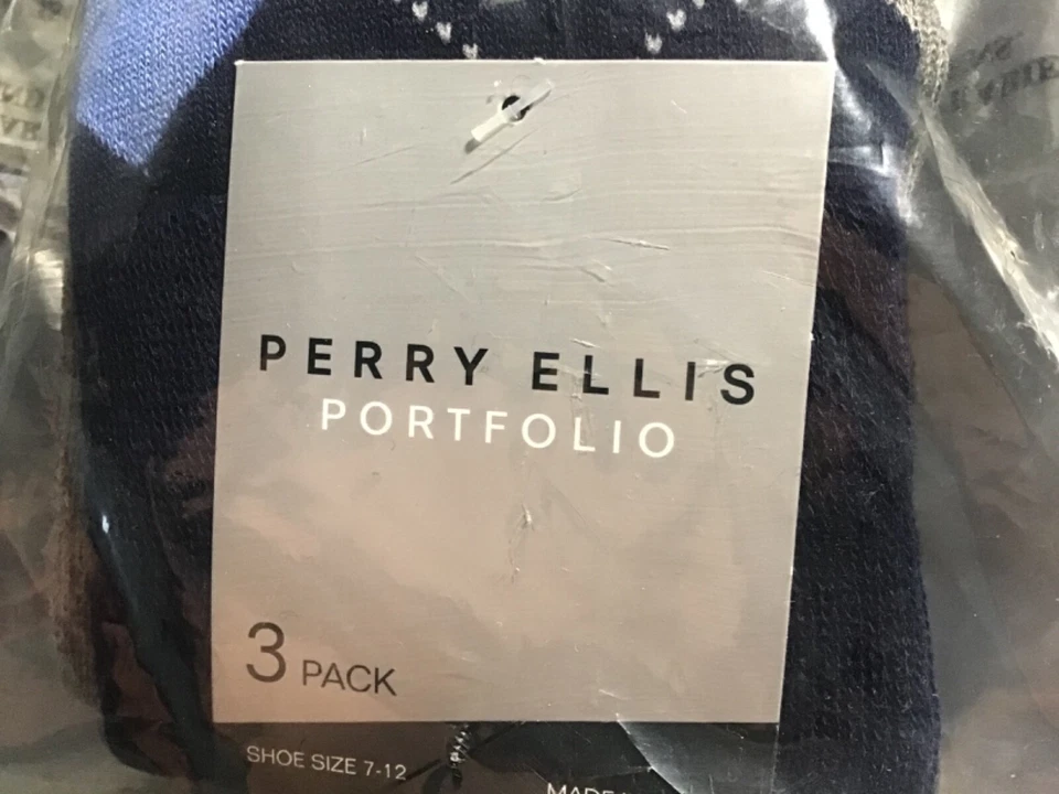 Calcetines de vestir Perry Ellis Portfolio para hombre 3 PK colores oscuros talla 7-12 NUEVO Foto 4 de 4