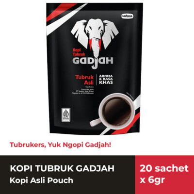 Gadjah Tubruk Kaffee Original Beutel - Schwarzes Kaffeepulver 20 Beutel x 6g