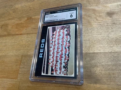 1971 Topps Baseball Card #357 Reds Team Graded CGC 6 Pete Rose