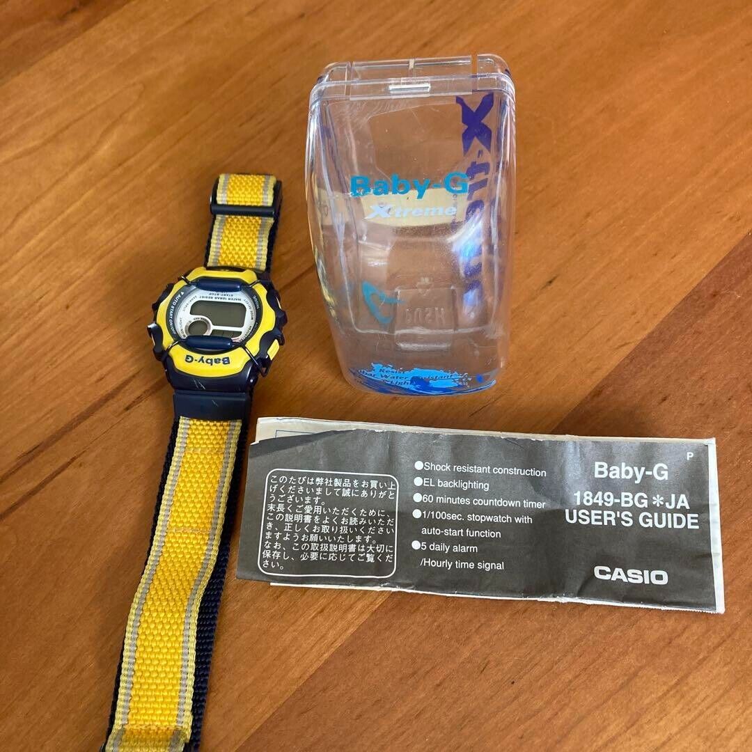 CASIO BG-340 X-treme Sport Baby G shock blue yellow Vintage CASIO BG-340 X-treme Sport Baby G shock blue yellow Vintage