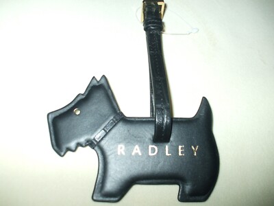 RADLEY Leather Black Bag Charm Luggage Label Tag UK