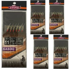 5 x STAFIS Sabiki SEA Fishing 8 Mackrel Feathers rigs size 11 Hooks SJT - 102