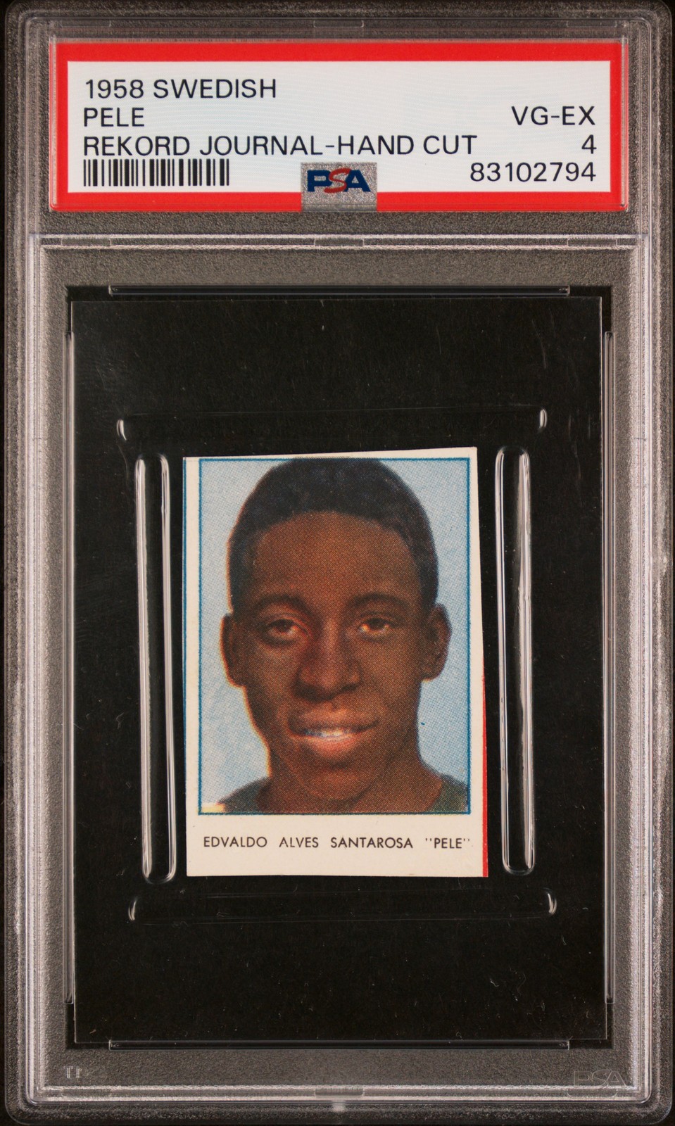 PSA 4 Pele 1958 Swedish Rekord Journal-Hand Cut Rookie Card