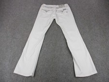 Miss Me Jeans Womens 29x30 White Bootcut Slim Sequin Studded Flap Pocket Hemmed