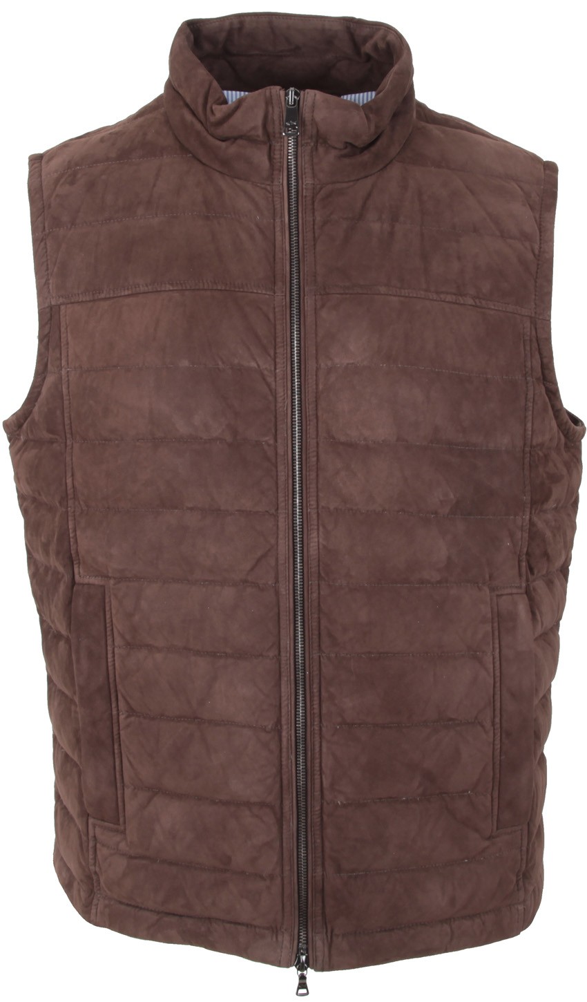 PAUL & SHARK YACHTING Men's Leather Down Waistcoat Vest Jacket L AQUA LEATHER