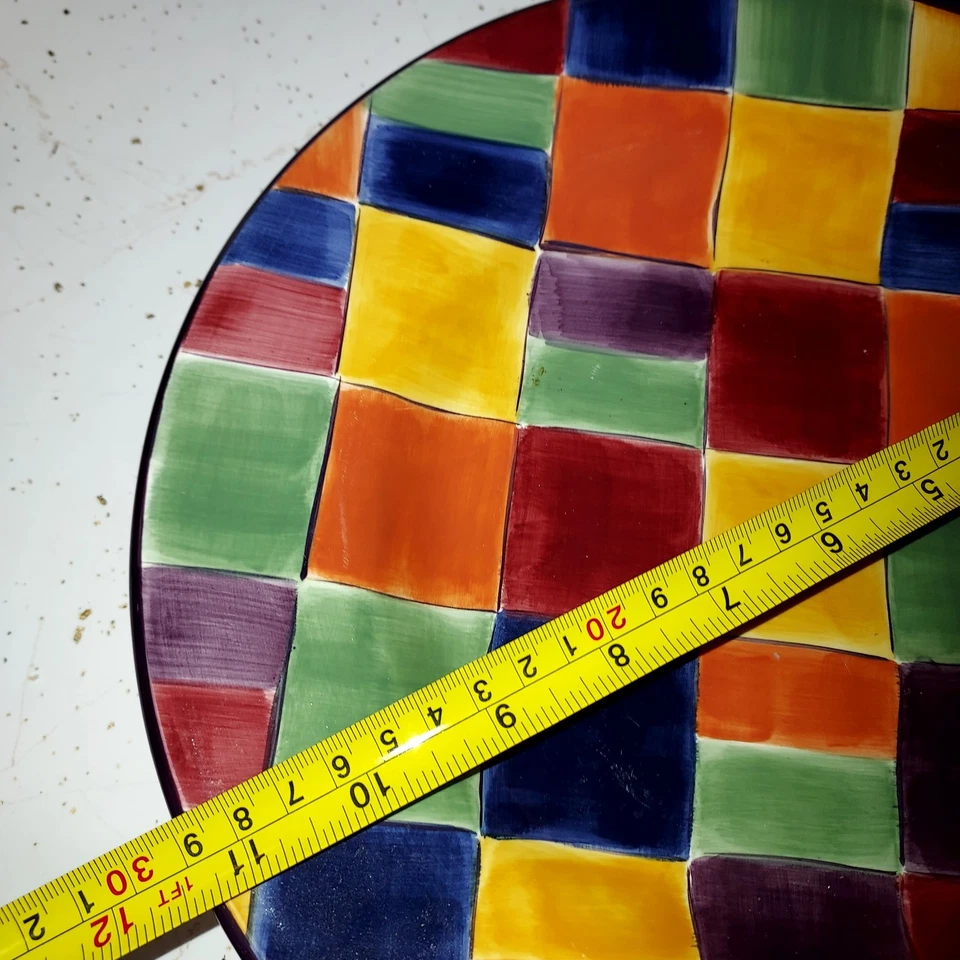 3 Tabletops Gallery Caracas Multicolor Dinner Plates 11 1/2" great shape--photos - Image 3 of 4