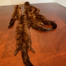 Vintage Strawbridge & Clothier Mink Fur Stoles Set Of 4 Brown