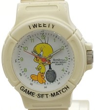 Vintage Armitron Looney Tunes Tweety Bird Watch White Case Strap New Battery ✔️