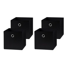 4 Pack Collapsible Fabric Cube Storage Bins, 10.5 x 10.5, Rich Black