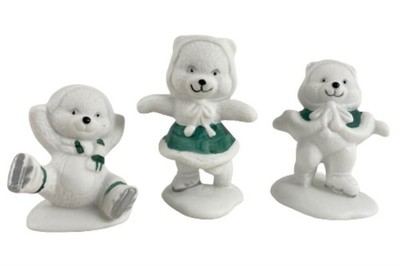 Lot of 3 Vintage Applause 1988 Bisque Ice Skater Bear Figurines Collectible