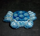 Antique Weller BLUE CRAB Flower Frog Fabulous Glaze Six Holes 5"x3" inches
