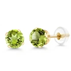 14K Yellow Gold Peridot Stud Earrings For Women | 2.00 Cttw | Gemstone