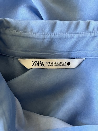 ZARA NEW! Sky Blue 100% Silk SLIM FIT ZW COLLECTION Buttoned Shirt Sz XS - Picture 9 of 11
