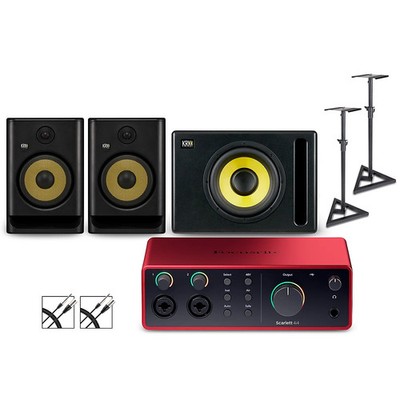 Focusrite 4i4 Gen4 with KRK ROKIT G5 MonitorsSubwooferStandsCables ROKIT 8