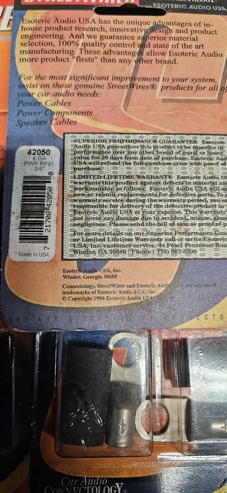 STREETWIRES MTX AUDIO 3/8" 4 AWG POWER RINGS 6 PACKS 42050 MADE IN USA - Image 3 of 3