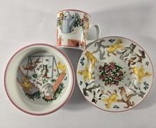 VTG Retired Tiffany  Co Porcelain Childs Dinner Set 1992 Animals on Playground