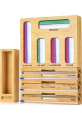 Calmbee Kitchen Solutions Bamboo Food Storage Bag Organizer OPEN BOX