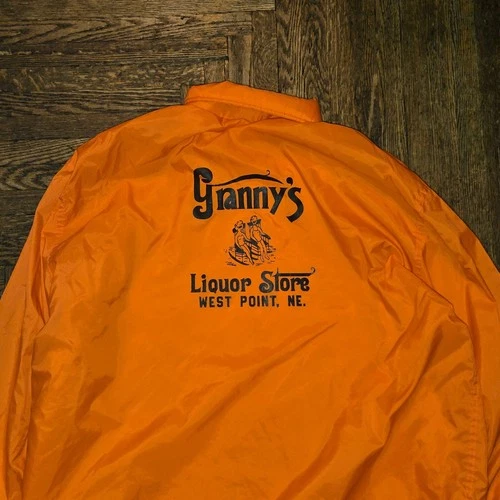 Vintage Granny's Liquor Store Jacket Men's XL Orange Pla-Jac Dunbrooke 70's - product listing photo