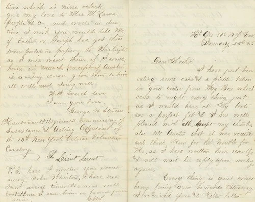 George H. Stevens – 10th New York Cavalry – Civil War Handwritten Letter – 1865
