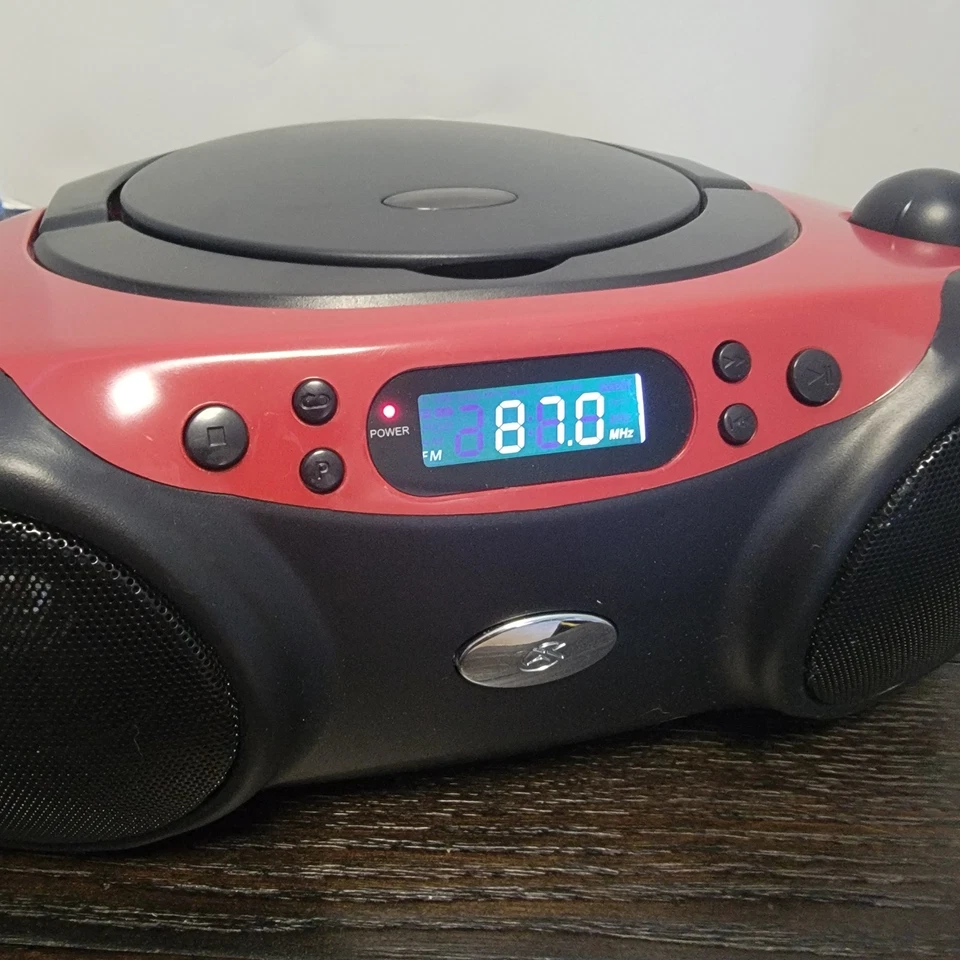 GPX AM/FM Radio CD Boombox Portable Red Black BC232R Tested Works - Image 3 of 4