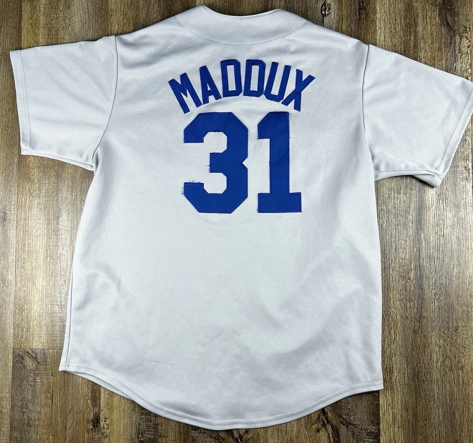 Camiseta de béisbol Greg Maddux #31 Chicago Cubs vintage gris NL majestuosa auténtica Foto 2 de 4