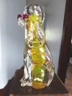 Murano Summerso Art Glass Multicolored Dog Figurine VENETIAN ITALY Vaseline Glow