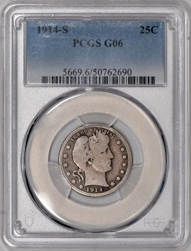 1914-S Barber Quarter 25c PCGS Good G06