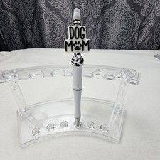 Handcrafted Black White Dog Mom Silicone Beaded White Pen Black Ink
