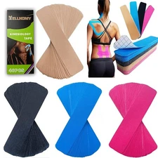 40Pcs Precut Kinesiology Tape Cotton Elastic Athletic Tape 2"x 10" Muscle Pain