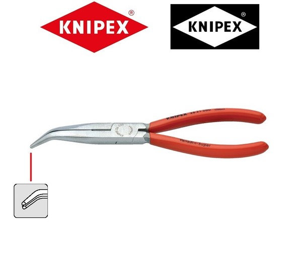 Knipex 2621200 Flachrundzange 200Mm 40° Gewinkelt Storchenschnabelzange Cv Stahl-image