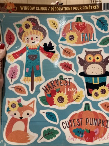 VINTAGE Window Clings Thanksgiving/Fall Pumpkin Decorations Lot Of 7  Brand New - Picture 11 of 24
