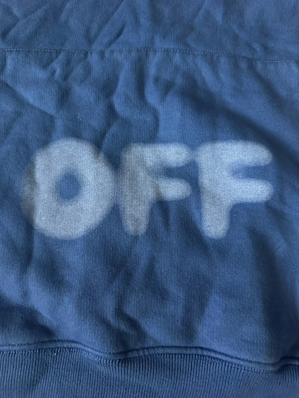 Felpa con cappuccio Off White blu logo sfocato grande nuvola