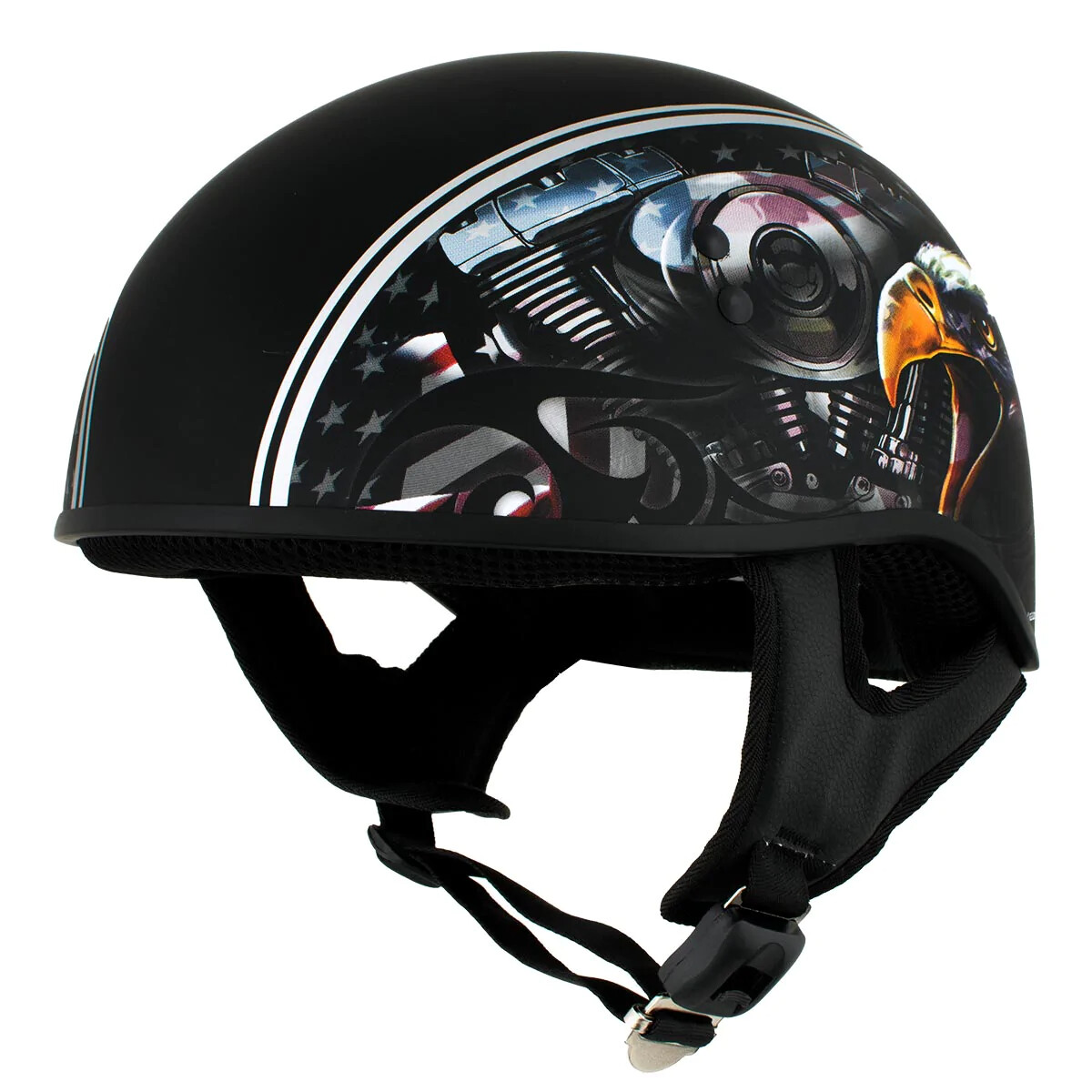 Hot Leathers 1023 DOT Approved 'V-Twin Eagle' Motorcycle Skull Cap